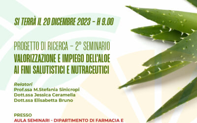 20 Dicembre, Unical Rende: Valorizzazione e impiego dell’Aloe ai fini salutistici e nutraceutici. Aggiornamento dei lavori per il progetto di ricerca sull’Aloe
